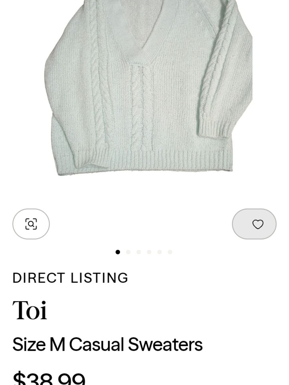 Toi Cream Cable V-Neck Sweater - Women's M